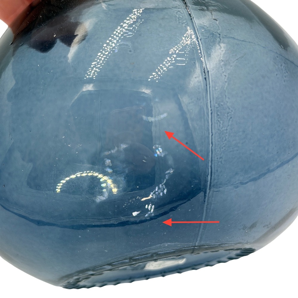 Vidrios San Miguel Blue Recycled Glass Vase Hand Blown Spain 7" - Picture 5 of 11